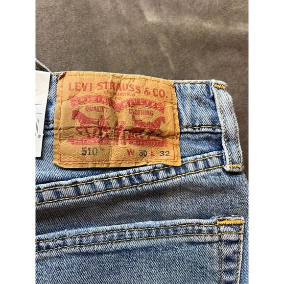 Levi's 510 Premium Skinny Stretch Distressed Blue Men 30x32 Denim Jeans NWT. New - Picture 4 of 5